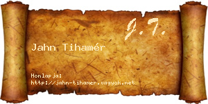 Jahn Tihamér névjegykártya